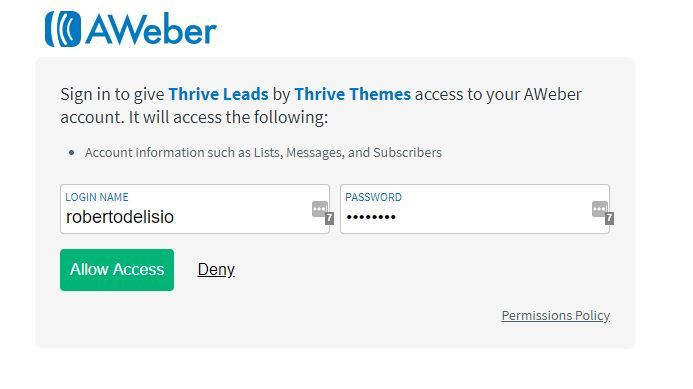 connect integrare Aweber con WordPress