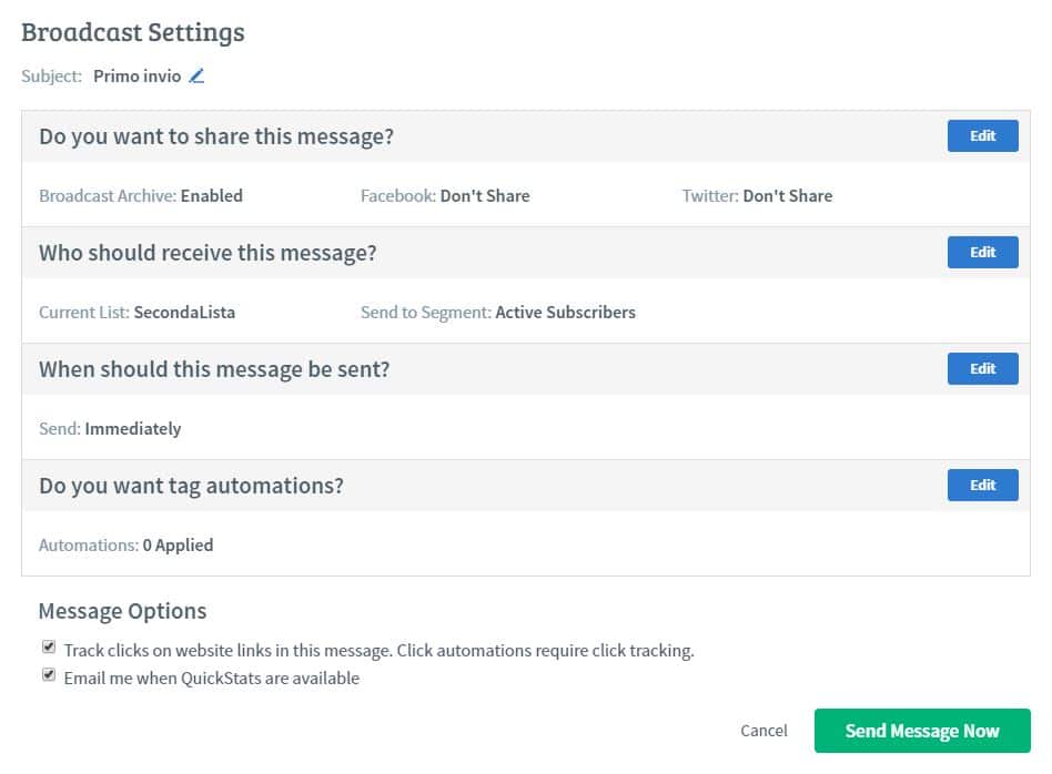 invio_broadcast integrare Aweber con WordPress
