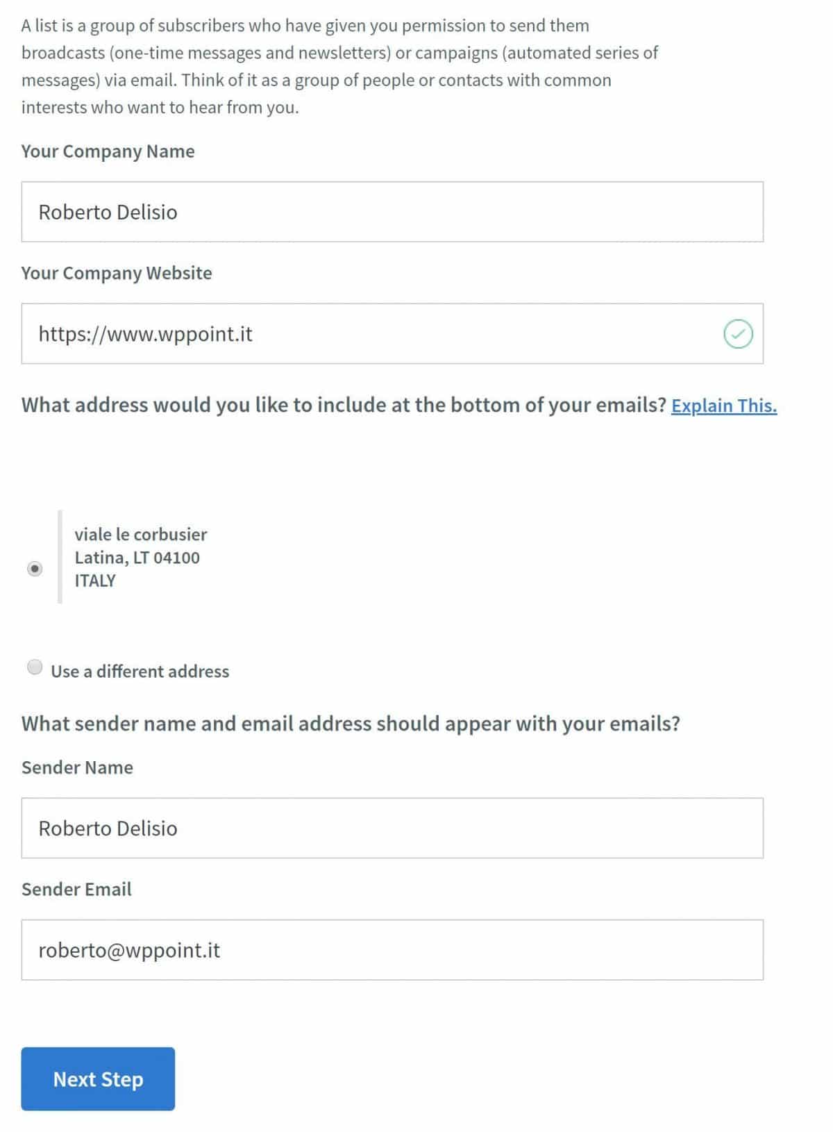 Aweber - new list integrare Aweber con WordPress