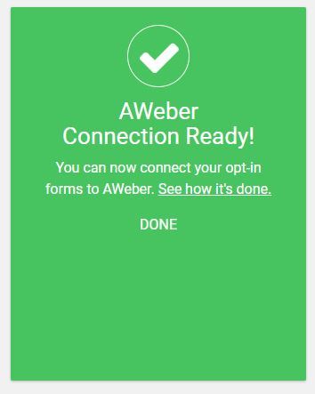succesfull integrare Aweber con WordPress