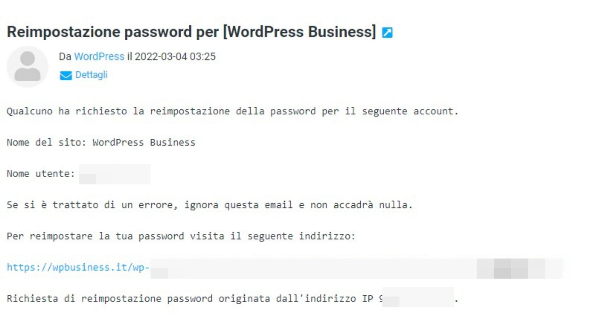 recupero password